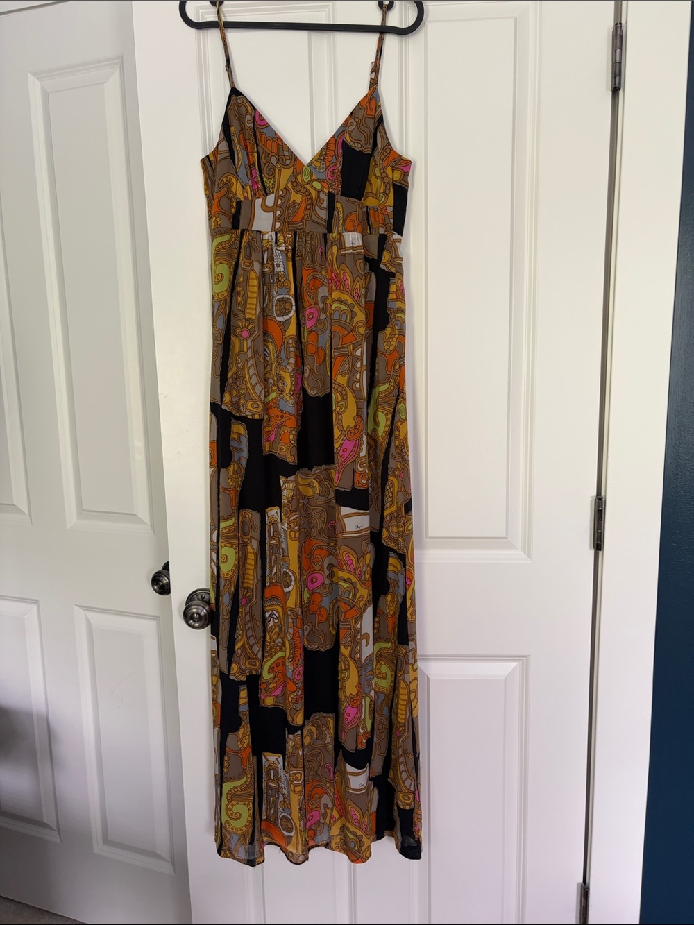 Trina Turk Black Paisley-Print Spaghetti Strap Maxi Dress